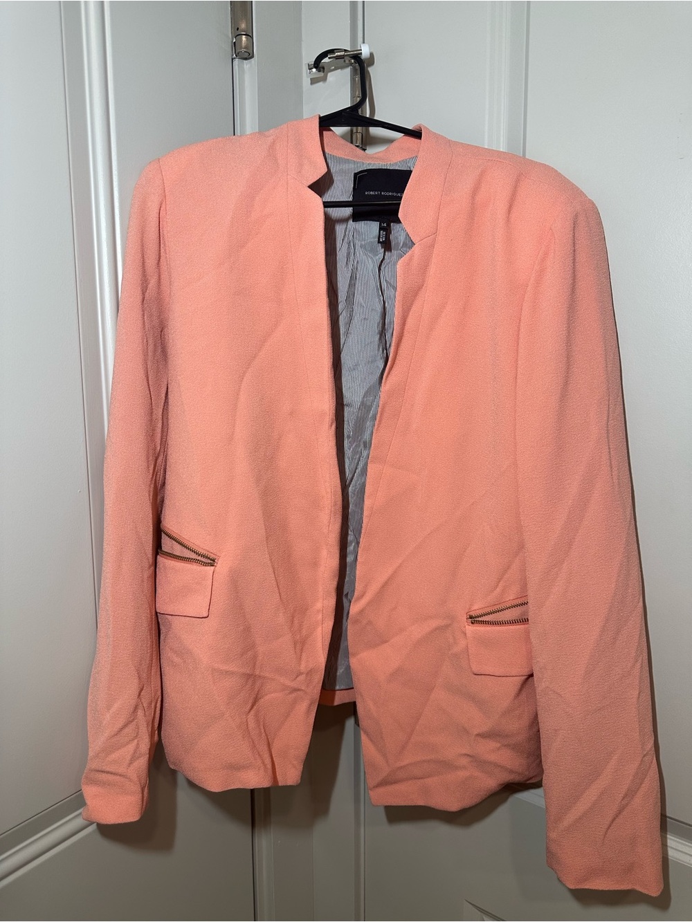 Robert Rodriguez Coral Pink Open-Front Blazer
